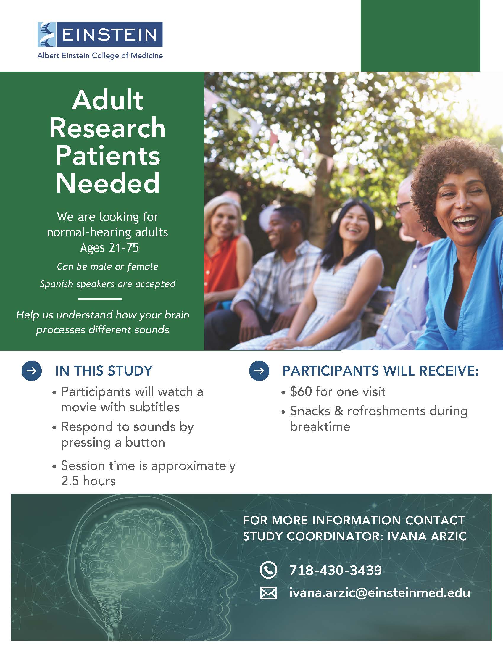 Normal-hearing adults ages 21-75 research study - Click to view full poster